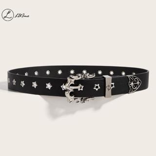 เข็มขัดหนังสไตล์ Y2K Punk สำหรับผู้ชายและผู้หญิง สีฟ้า เหมาะ…