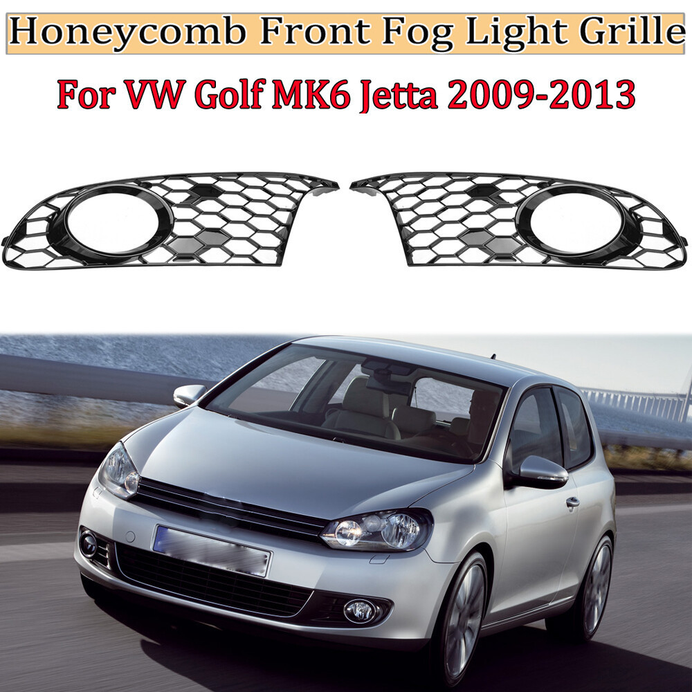 สําหรับVW MK6 Golf/Jetta 2009-2013 สีดําเงากันชนหน้าไฟตัดหมอกกระจังหน้าย่าง