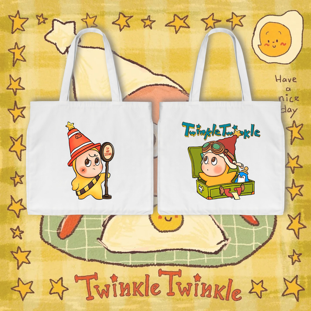 กระเป๋าผ้าใบ Twinkle Twinkle POP MART กระเป๋าาถือลายพิมพ์ชัดเจนสีสันสดใสพกพาสะดวกและจุของได้เยอะ38*10*34 ซม#02