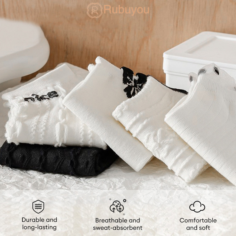 Rubuyou ถุงเท้าสั้นบาง สไตล์ญี่ปุ่น ลายโบว์ สำหรับผู้หญิง ฤดูร้อน ถุงเท้าทรงเรือ-COD💕 - รูปที่ 6