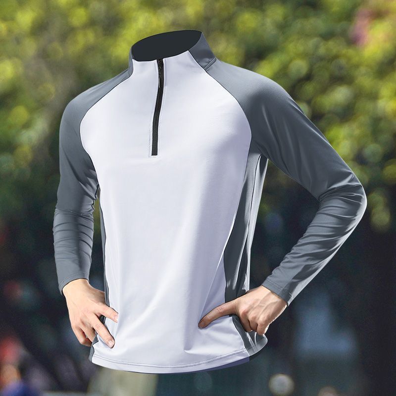 เสื้อกีฬาแขนยาวครึ่งซิปแห้งเร็วสําหรับทั้งชายและหญิง Dri-FIT วิ่งออกกําลังกายชุดออกกําลังกายยิม
