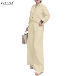 ZANZEA ชุดทำงานสไตล์เกาหลีสำหรับผู้หญิง แขนยาว มีกระดุมเดียว…