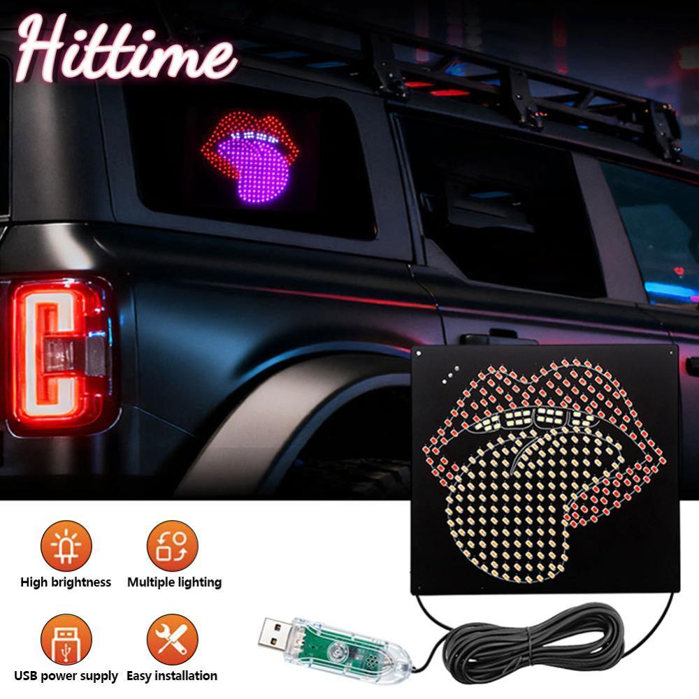 HITTIME รถ LED ไฟตกแต่งไฟเตือนหน้าต่างด้านหลัง Devil Eye บรรยากาศ Auto อุปกรณ์ตกแต่ง D5Y9