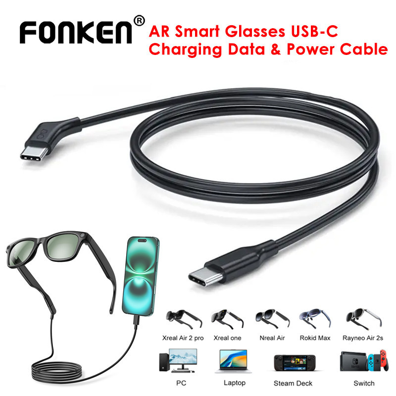 Fonken AR แว่นตา USB-C สายชาร์จข้อมูลและแหล่งจ่ายไฟสําหรับ RayNeo/Xreal/Rokid/Viture AR แว่นตาอัจฉริ