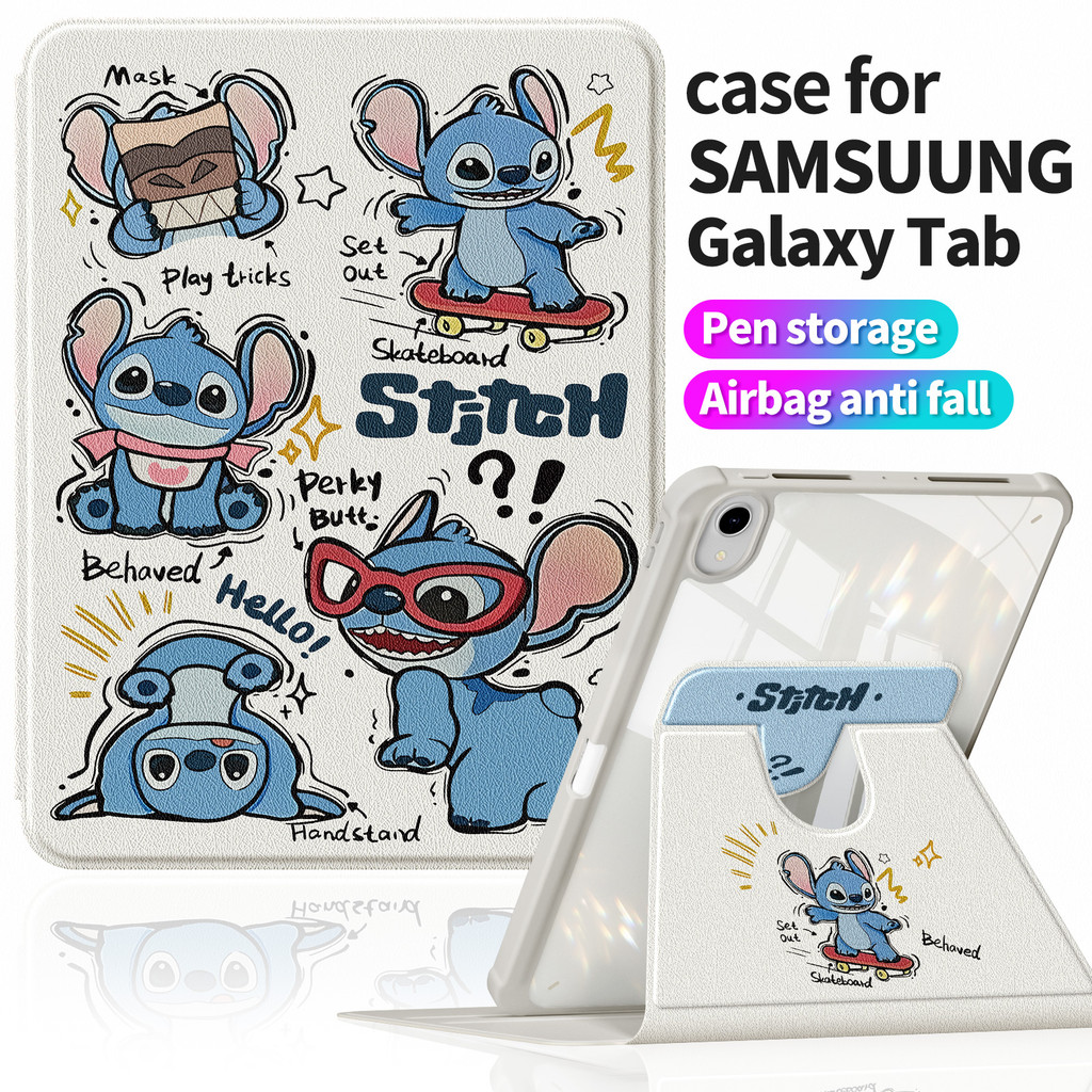 เคสหนังเทียมน่ารัก เรียบง่าย ขาตั้ง 360° สําหรับ Samsung Tab S9 FE+ Plus 12.4", S10 FE+ 13.1", S9 FE 10.9", A9+