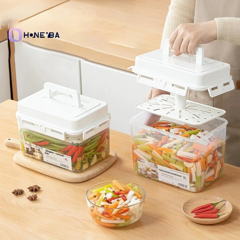 <Honeyby> 5L กิมจิกดภาชนะเก็บผักดองสําหรับ Gherkin Sauerkraut กิมจิภาชนะเก็บและองค์กรหมัก