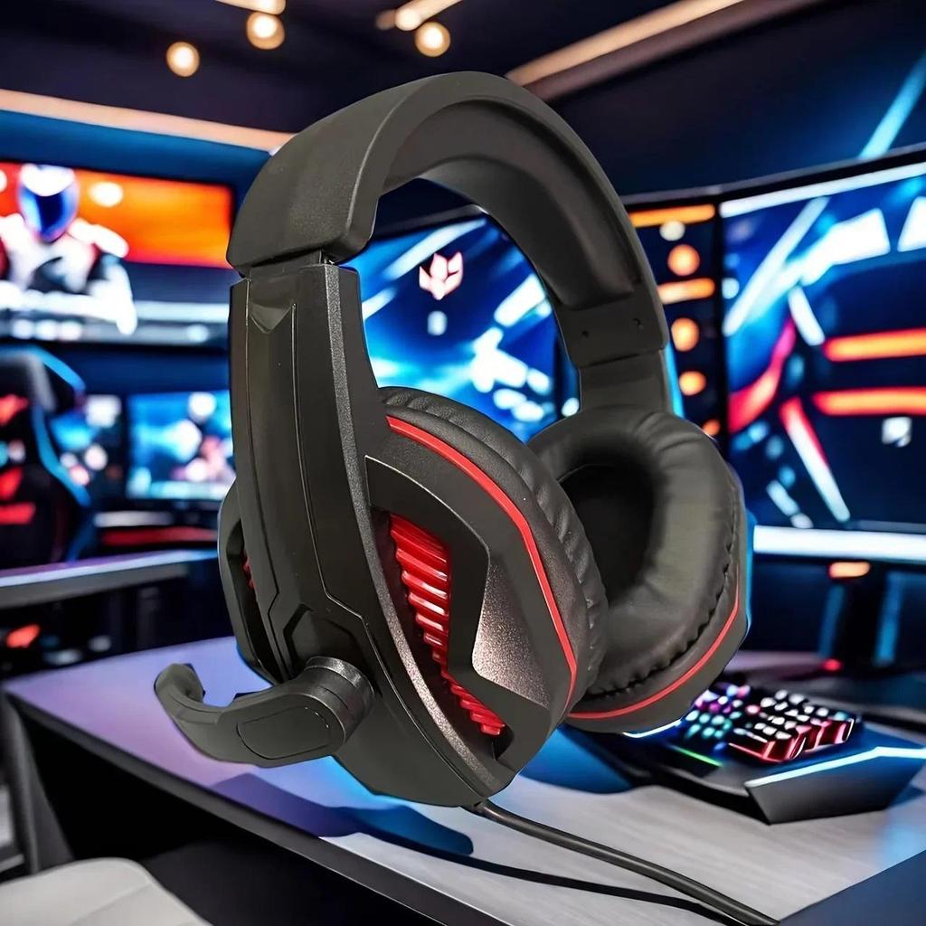 H4 Gaming Headset Wired Over-Ear Headphones with Mic, Deep Bass for Internet Cafes, eSports Gaming