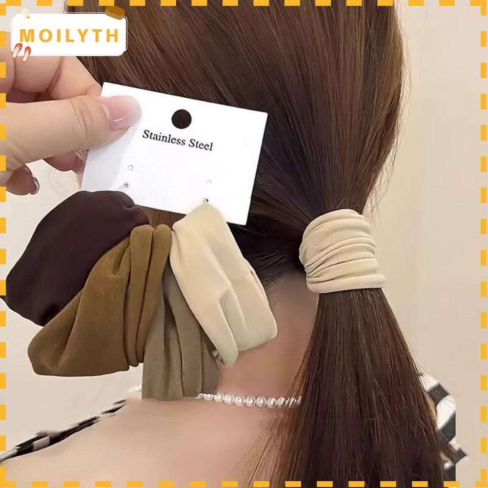 MOILYTH สครั๊นชี 4 ชิ้น/เซ็ต ยืดหยุ่นสูงสำหรับผู้หญิง ใช้จัดทรงผมและหางม้า