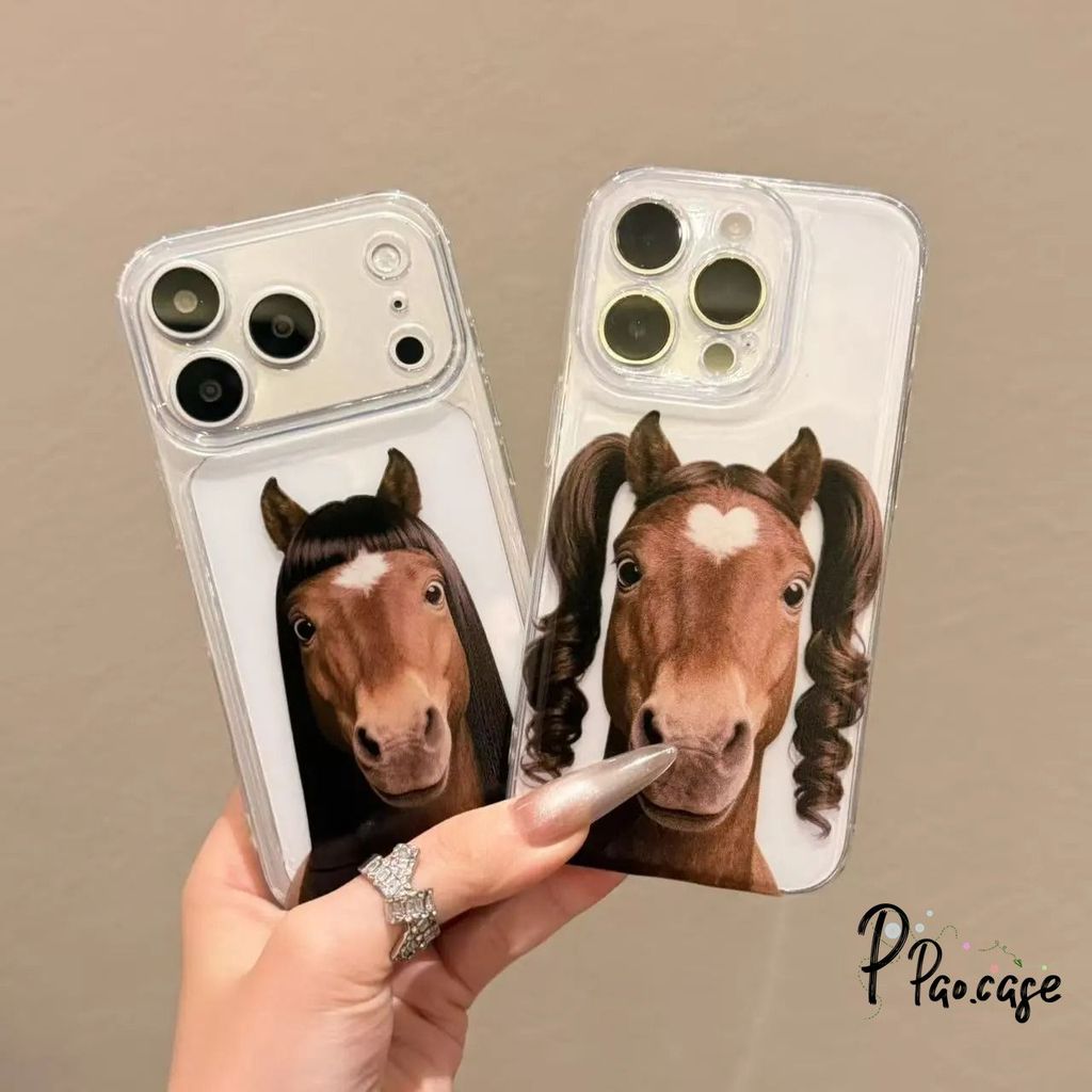 เคสไอโฟน16 17 เคสใส ลายหัวม้า น่ารัก2026  สำหรับIPhone 17 15 13 11 12 16 14 Pro Max X XR 14 15 16 7 8 Plus SE