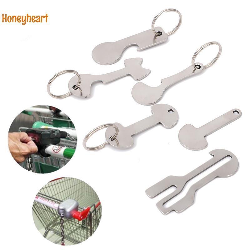 <Honeyheart> 1 ชิ้น Shopping Trokens Key Rings สแตนเลส Key Rings เครื่องกําจัดรถเข็นแบบพกพา