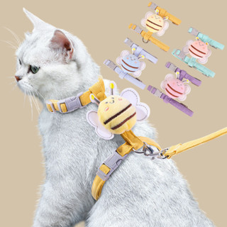 สายจูงแมวแบบสายรัดตัว กันดิ้นหลุด รูปตัว Y ปรับขนาดได้ สบายต…