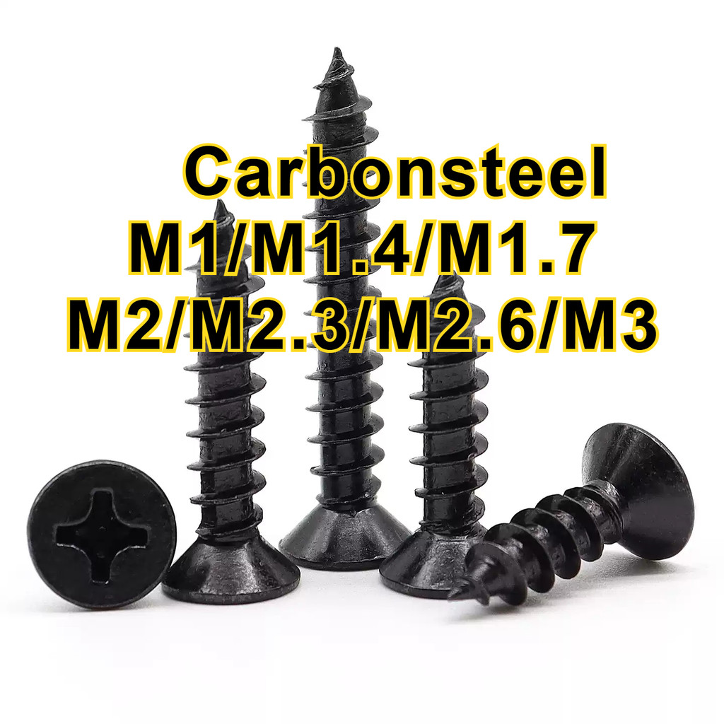 KA  สกรูสีดำ หัวจม ร่องกากบาท แบบเกลียวตัวเอง (Black Flat Head Phillips Self-Tapping Screw) | สำหรับ