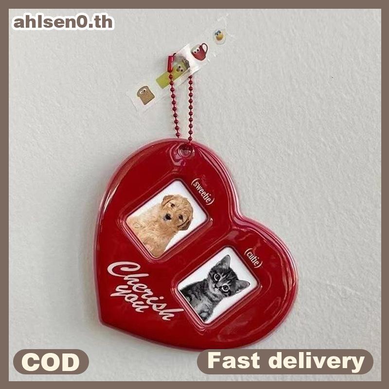 Ahlsen0 Idol Photo ป้องกัน Photo Card Holder แขนจอแสดงผล 3 นิ้ว Love Heart Shape ID Photo การ์ดแขนพว