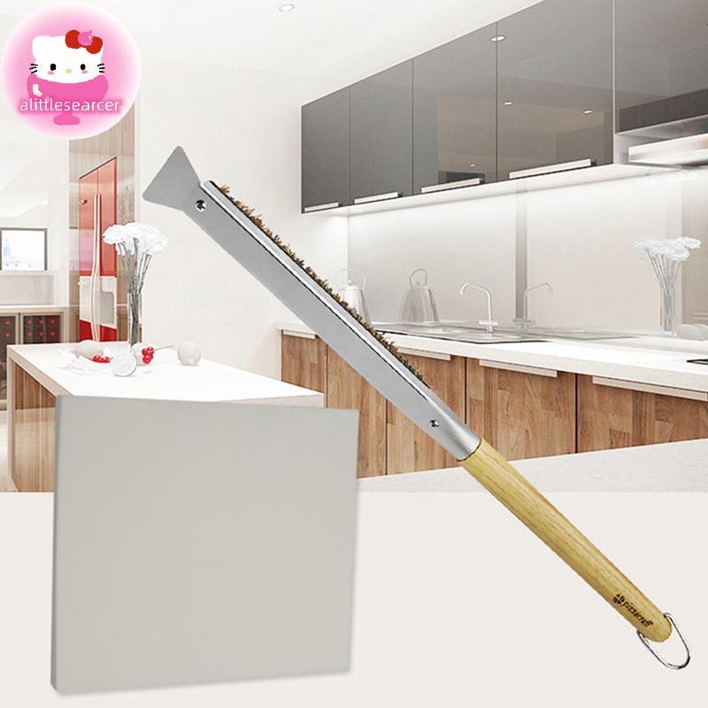 Alittlesearcer พิซซ่าเตาอบแปรงไม้ Handle Grill Scraper แปรงทําความสะอาดในครัวเรือนเครื่องมือพิซซ่าสํ