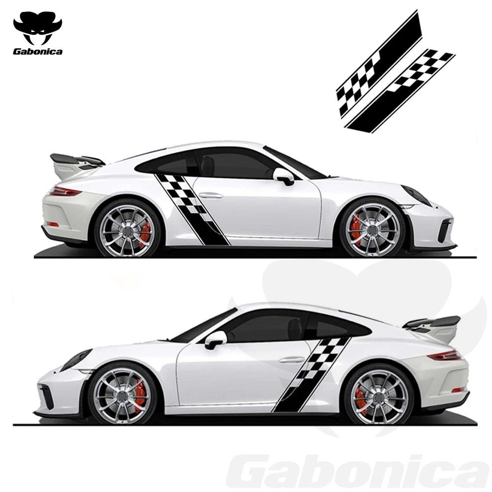 2PCS รถประตูด้านข้างสติกเกอร์ Racing สไตล์ตกแต่ง Decal สติกเกอร์สําหรับ Audi Sline RS Quattro A3 A4 