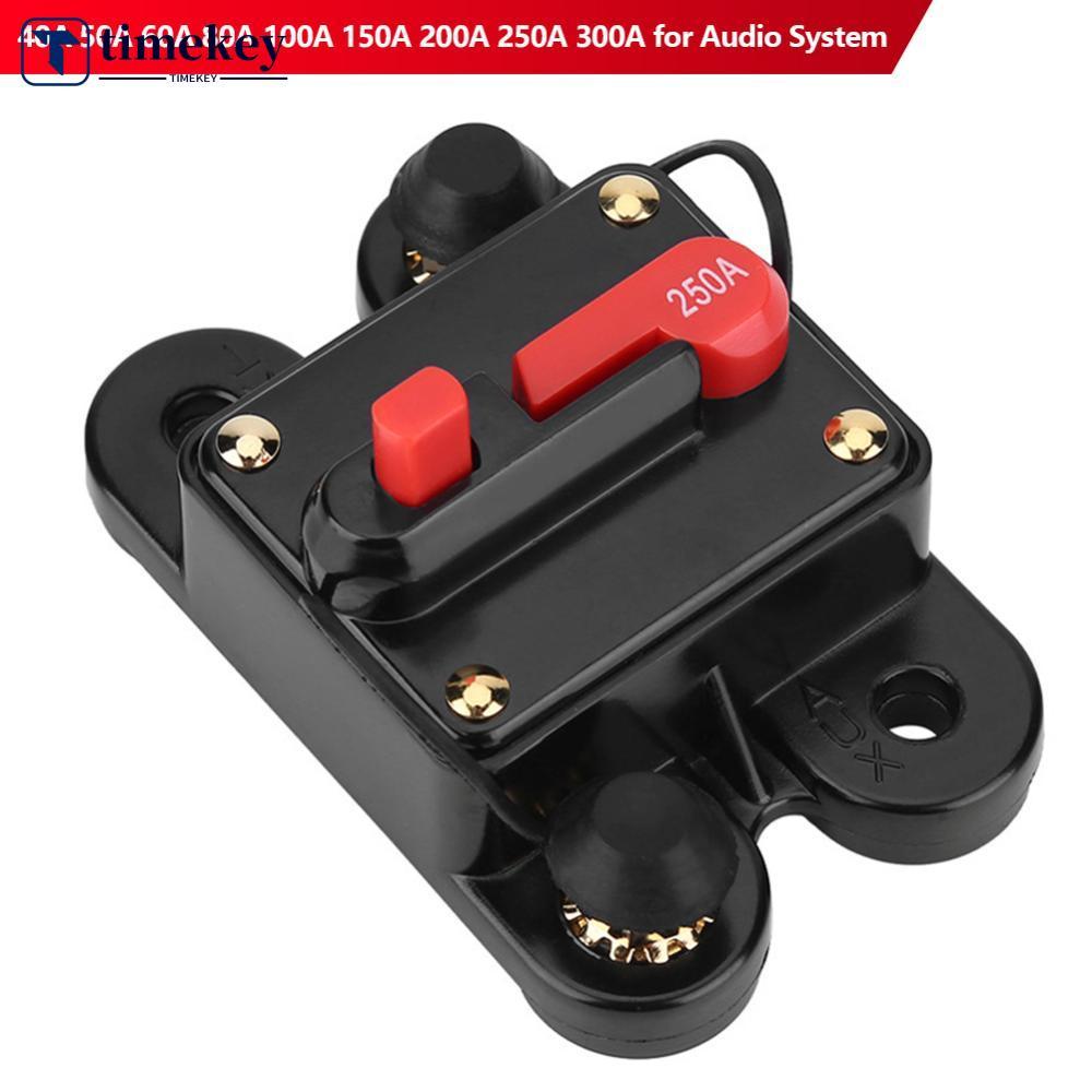 TIMEKEY 12V-48V DC รถฟิวส์ Circuit Breaker รีเซ็ตอัตโนมัติรถเรือรีเซ็ตฟิวส์ 40A 50A 60A 80A 100A 150A 200A 250A 300A สําหรับระบบเสียง F3R2