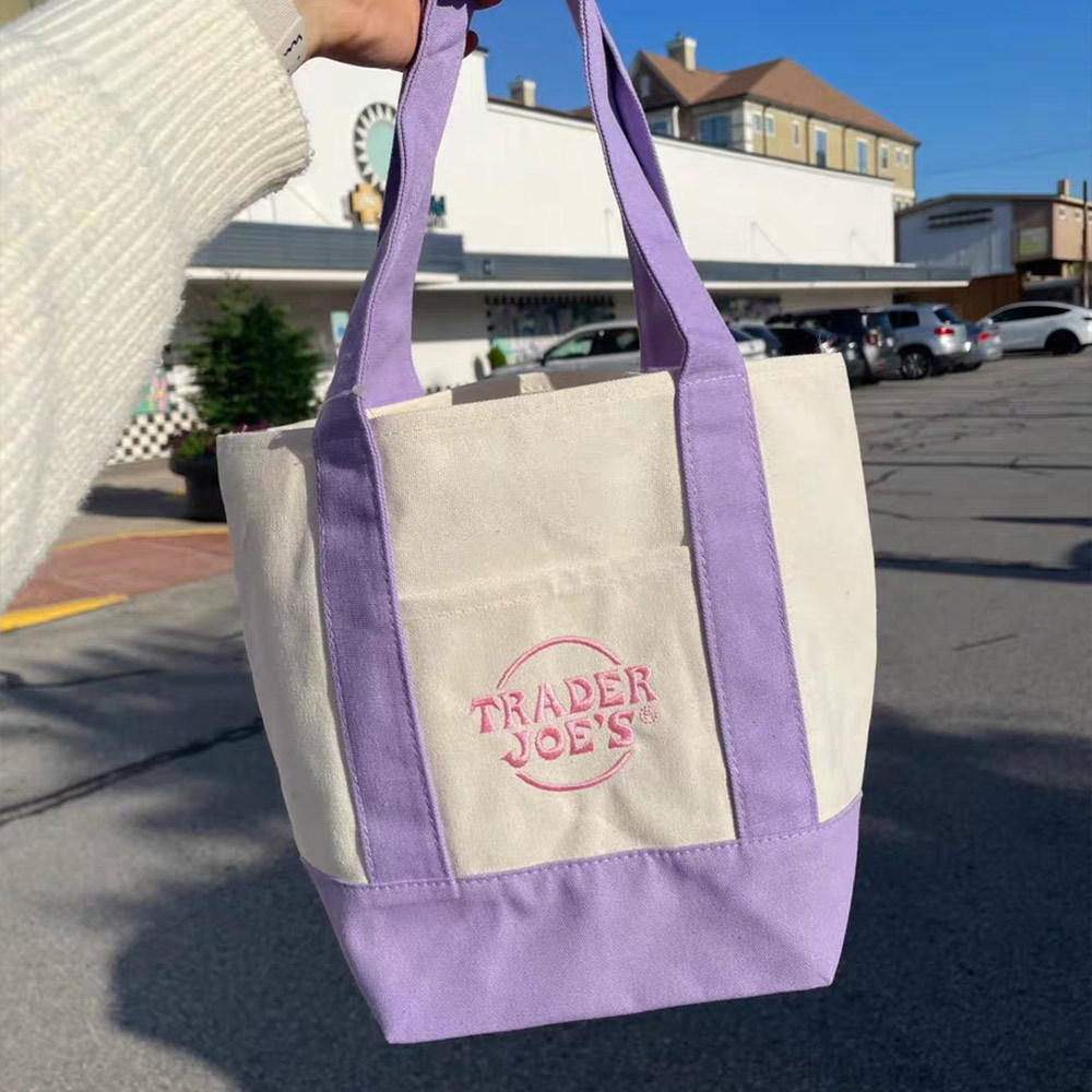 Trader Joe's Pastel Mini Canvas Tote Bags for Girls