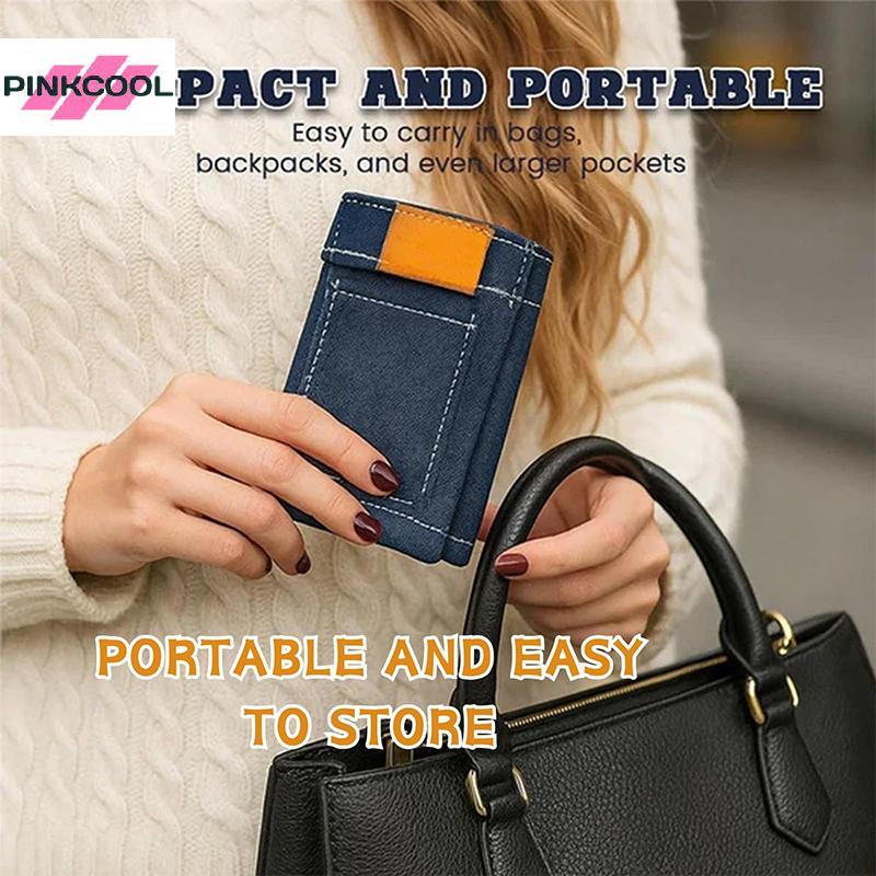 PINKCOOL Poet Pants Jeans Wallet, Jean Wallet, Cute Folding Denim Coin Purse Small Card Holder, Port