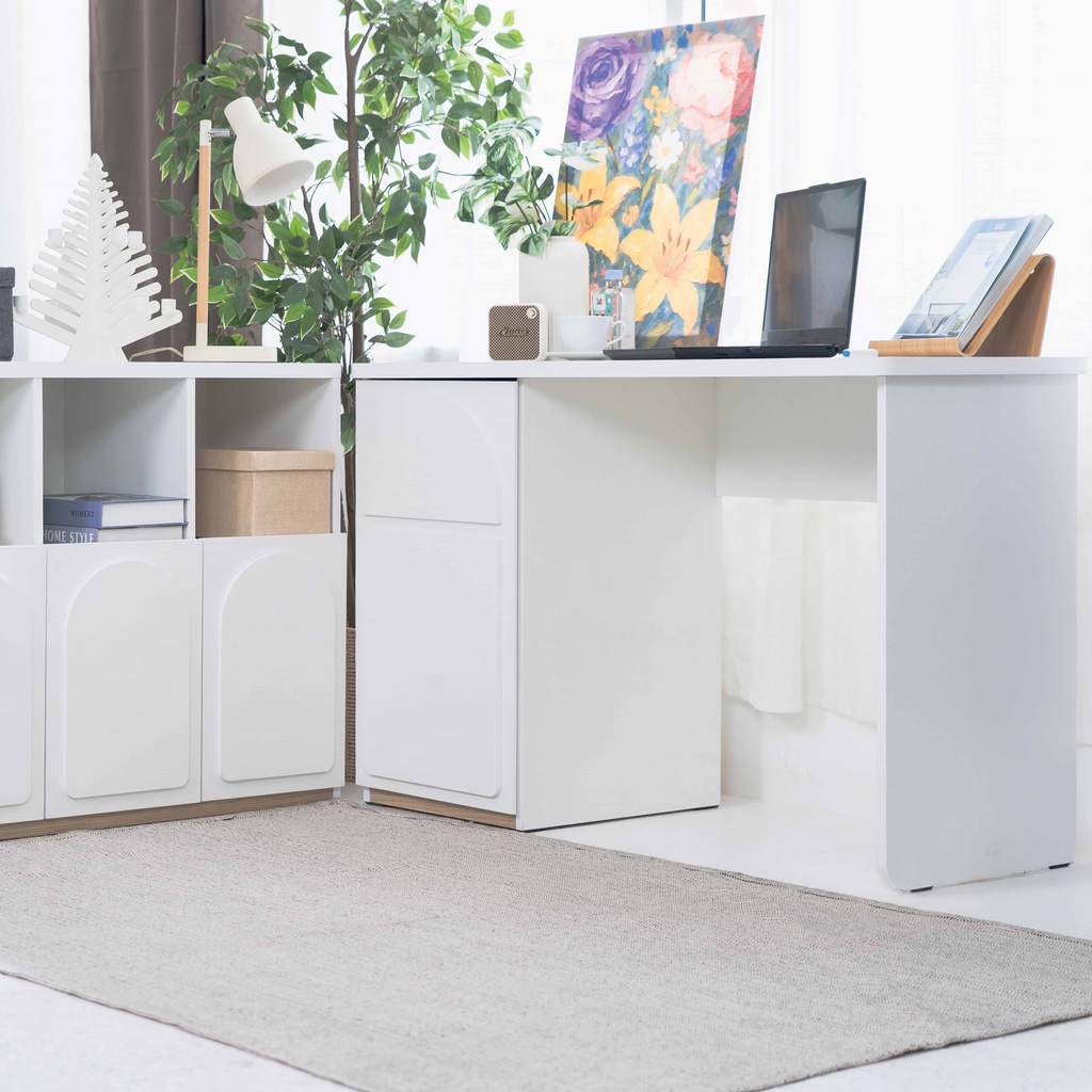 Koncept Furniture ชุดโต๊ะทำงาน KC-PLAY รุ่น NORDIS-DK 120&C90 สีขาว-ลินเบิร์ก แบรนด์ KONCEPT FURNITU