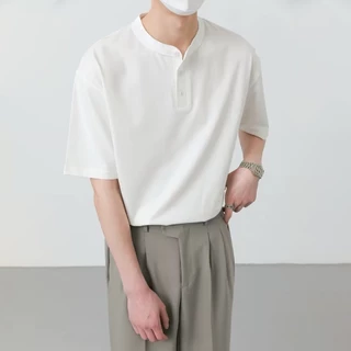 CLIFFเสื้อฮีนลี่คอปีกรุ่นฤดูร้อน เสื้อแขนสั้นหลวมสีพื้น สไตล์สบาย ๆ เกาหลี ดูผอม ไม่ต้องรีดผ้า
