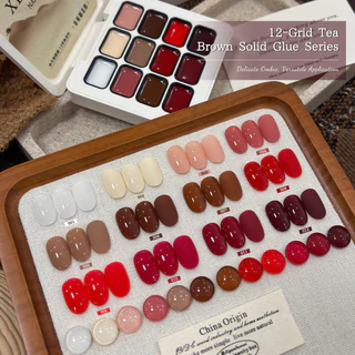 XEIJAYI - ยาทาเล็บเจลสีน้ำตาลและแดงเข้มข้น ชุด 12 สี เหมาะสำหรับใช้ในชีวิตประจำวัน