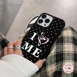 เคสไอโฟน13 เคสเงาน่ารัก I LOVE ME ดาวลายจุด สำหรับ IPhone 12 11 16 13 17 15 14 Pro Max 6 6s 7 8 16 15 Plus X XR