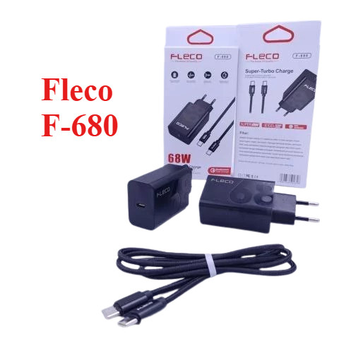 TC Charger 68W Fleco F-680 Usb-C PD ชุดชาร์จสายเคเบิลข้อมูล 1M C To C 100w Turbo Super Fast Vooc สํา