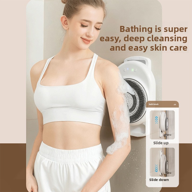 Electric Bath Scrubber Fully Automatic Back Scrubber Bath Brush Wall-Mounted Electric Bath Scrubber