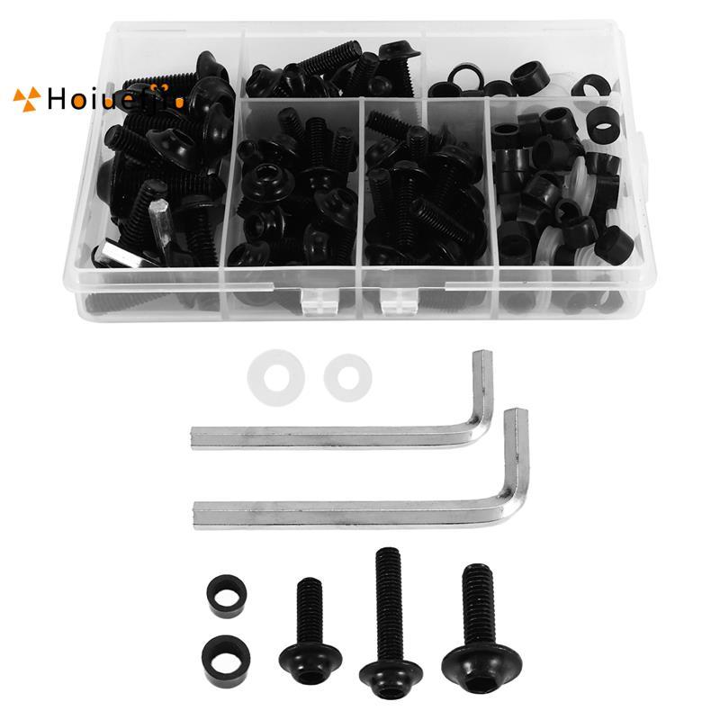 Houefjiu158PCS Universal รถจักรยานยนต์ Fairing สกรูชุดถั่ว Moto Body Work Bolts สกรูสําหรับ YZF R1 R