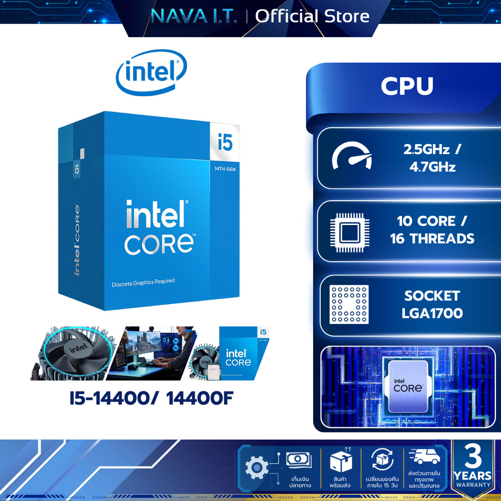 INTEL CPU ซีพียู CORE I5-14400/14400F LGA 1700