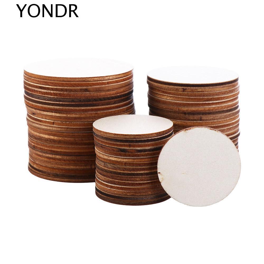 YONDR ไม้หัตถกรรม 1 ซม.-10 ซม.5-100 ชิ้น DIY หัตถกรรมวงกลมแผ่นวันเกิดรอบภาพวาดไม้ของเล่น