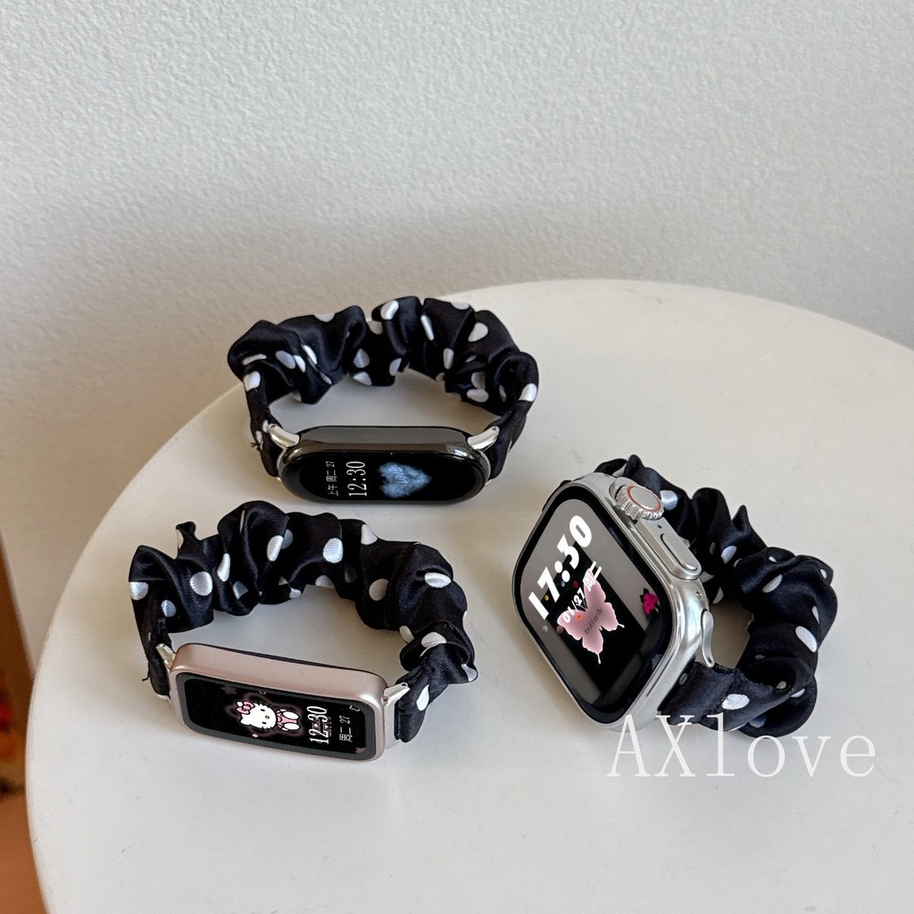 สร้อยข้อมือไนลอนสําหรับ Xiaomi Mi Band 11 8 9 10 สายรัดข้อมือ Soft Wave Point สีสําหรับ Mi Band 11 9