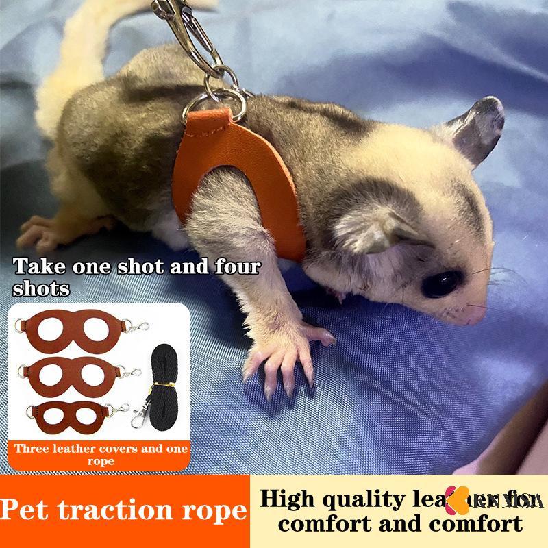 KNMSA] 4 ชิ้นแฟชั่นสายคล้องคอหนูแฮมสเตอร์กระรอก Leash Anti Bite Traction เชือก Sugar Glider Windproof พิเศษ Anti Lost เชือก สนค