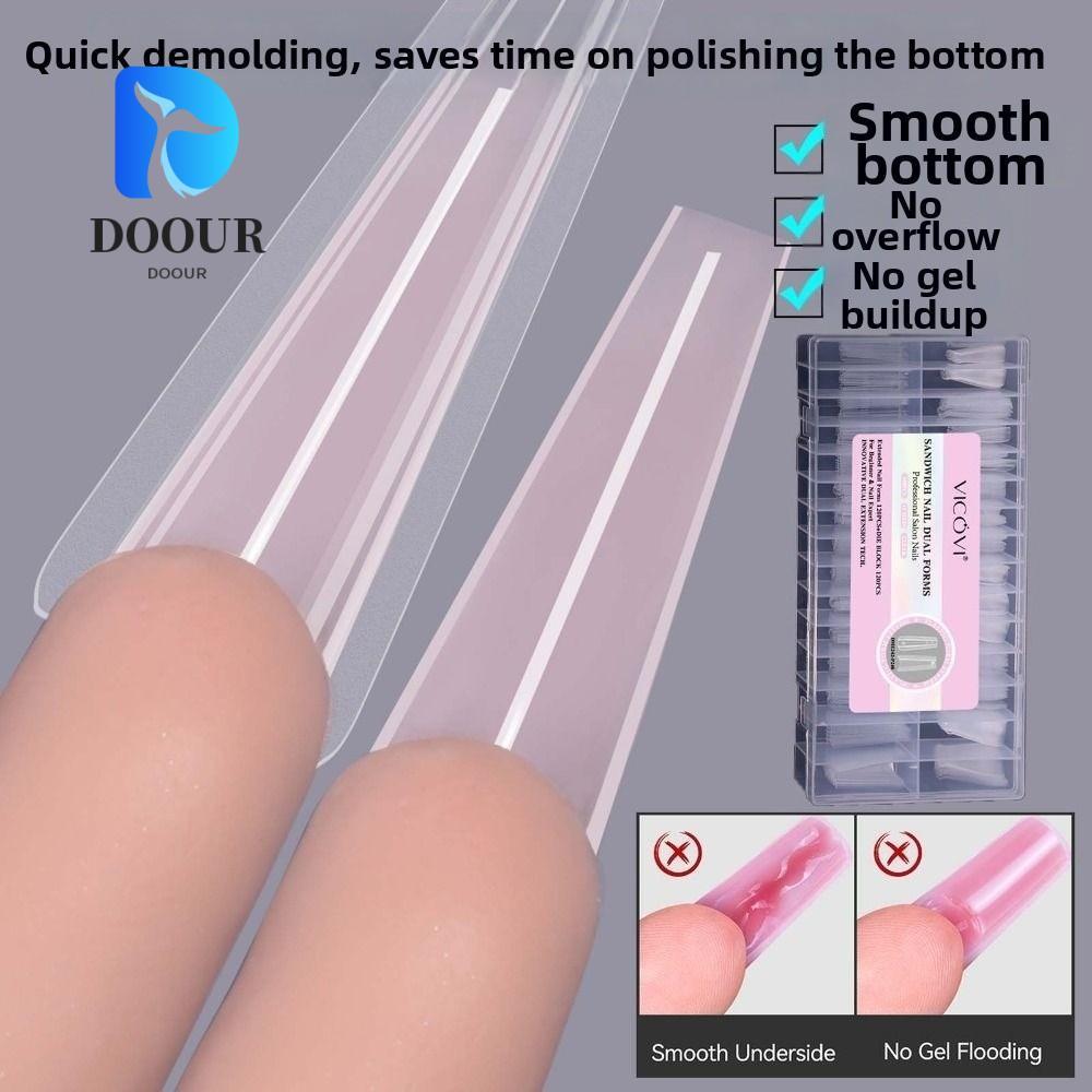 DOOUR Sandwich Dual Nail Forms, 15size Dual Forms Coffin Nail Forms Mold, Hot Ultra-thin Save Time T