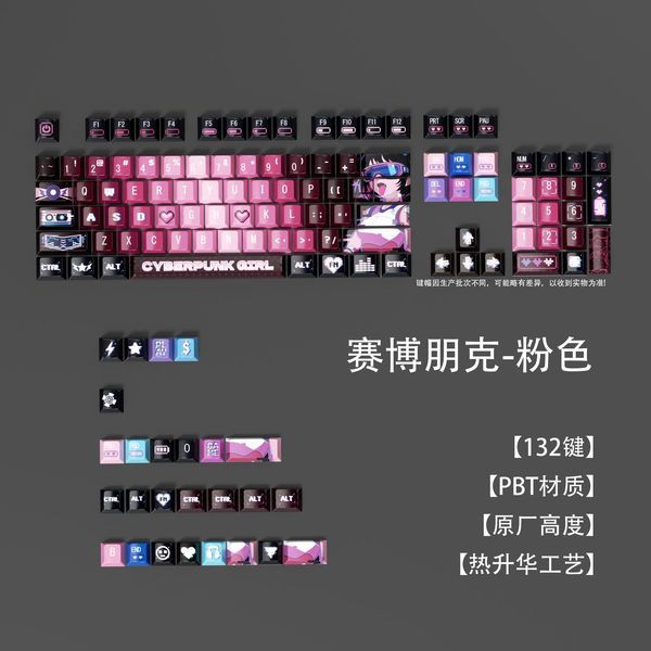 keycap คีย์แคป คีย์แคปไทย โรงงาน Cyberpunk Top Sublimation Four-Sided Transparent PBT Material MDA ค