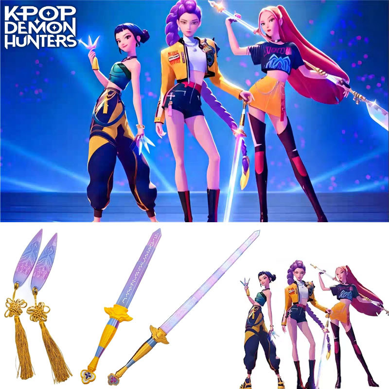 พร็อบ ดาบ K-pop Demon Hunters ของเล่นพิมพ์ 3D โมเดลอุปกรณ์การแสดงบทบาท ตัวช่วยเสริมชุด ของขวัญวันเกิด Cosplay