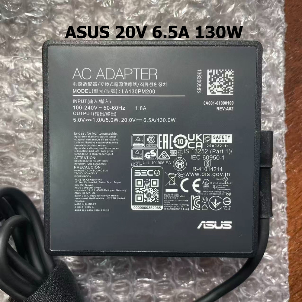 20V 6.5A 130W อะแดปเตอร์ AC สําหรับ ASUS ROG Flow Z13 X13 GZ301VV-MU013X GZ301VU-MU009X GZ301VF-MU01