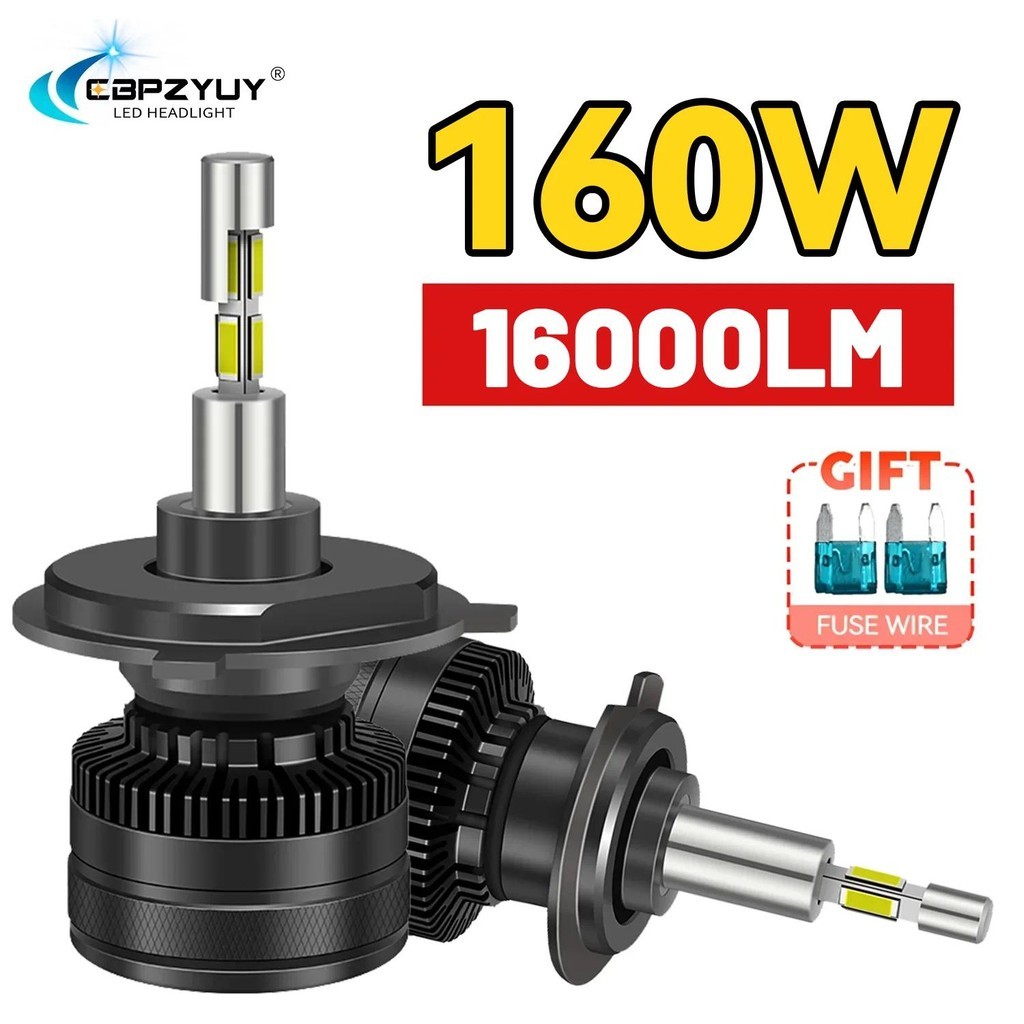 CBPZYUY 160W H4 H7 ไฟหน้า LED H8 H9 H11 9005 9006 HB3 HB4 9012 ไฟหน้า 360 3D หลอดไฟอัตโนมัติ H1 ไฟ L