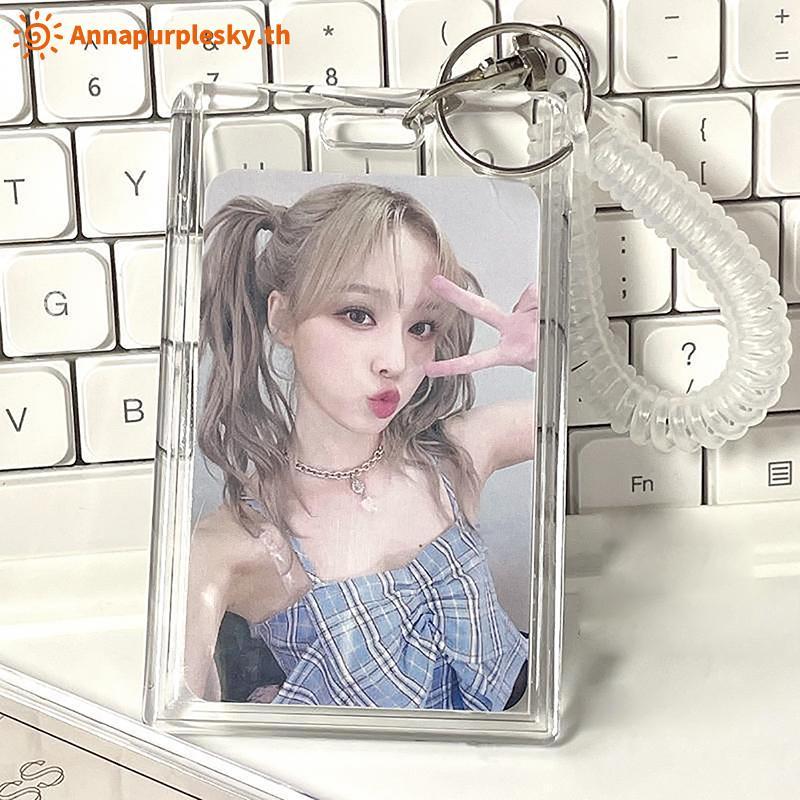 Annapursky อะคริลิค Photocard Holder Kpop Idol Card Holder โปร่งใสแขนแบบพกพา ID Bus Card Protector จี้พวงกุญแจ TH