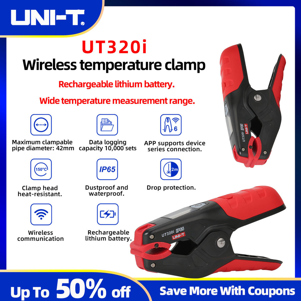 UNI-T UT320i แคลมป์วัดอุณหภูมิไร้สายสําหรับอุตสาหกรรม HVAC ซ่อมรถยนต์พร้อมแบตเตอรี่ชาร์จ Type-C