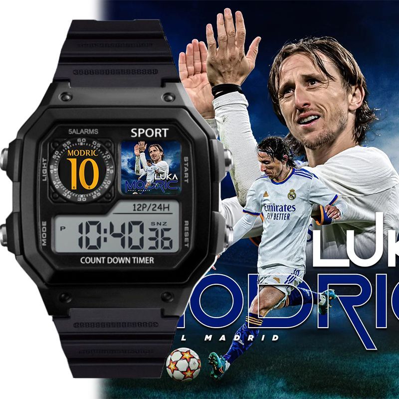 นาฬิกาอิเล็กทรอนิกส์กันน้ํา ของขวัญวันเกิดสำหรับแฟนฟุตบอล Lukaku และ Modric