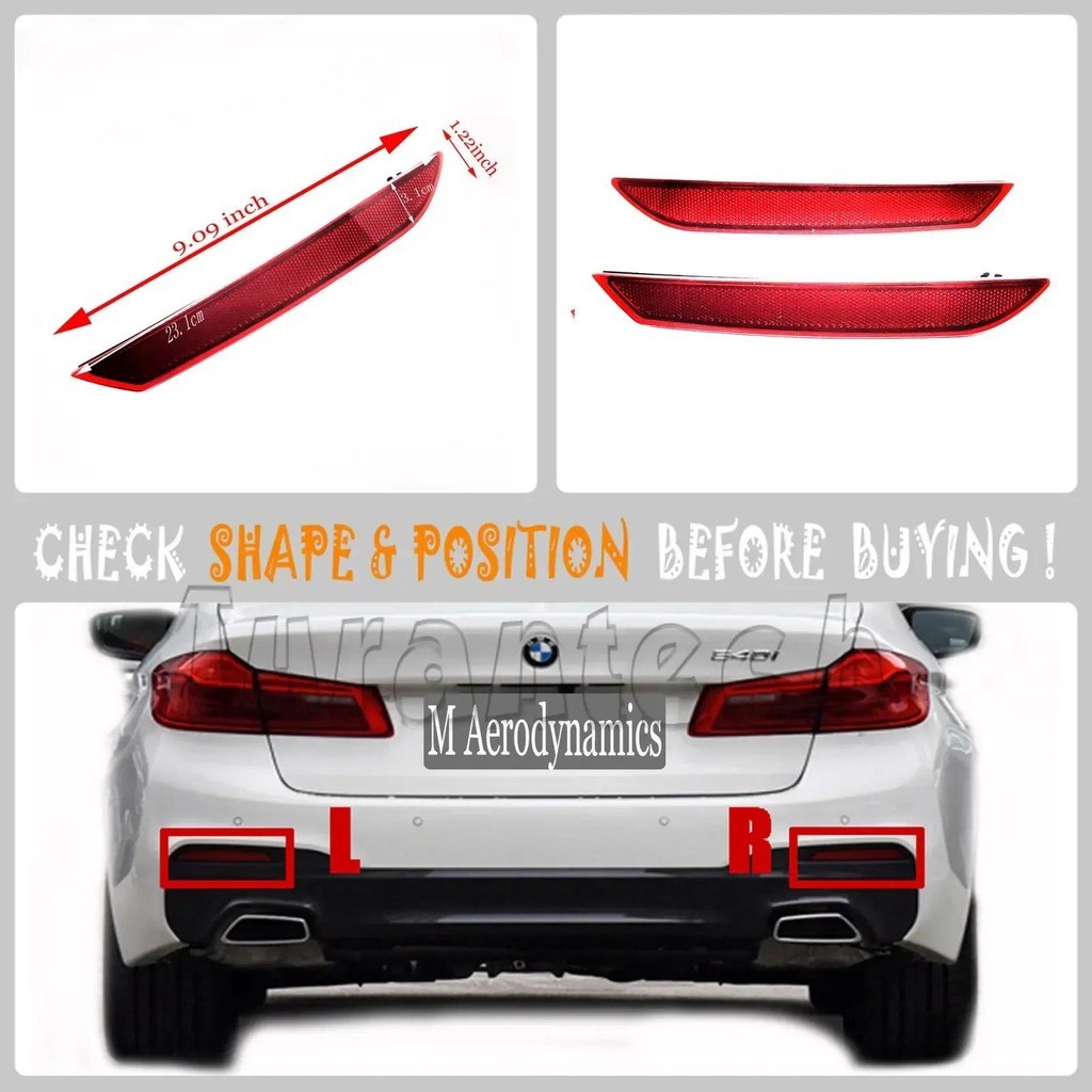 สําหรับ REAR Reflector 17-22 BMW 5 M-SPORT G30 ซีดาน G31 Wagon 520d 520dX 525d 530dX 530e 530iX 540d