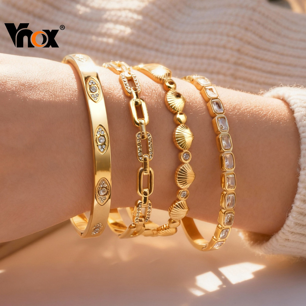 Vnox โซ่ครึ่งจากZiron สำหรับผู้หญิงและสาวๆ ดีไซน์หรูหราแบบเปิด