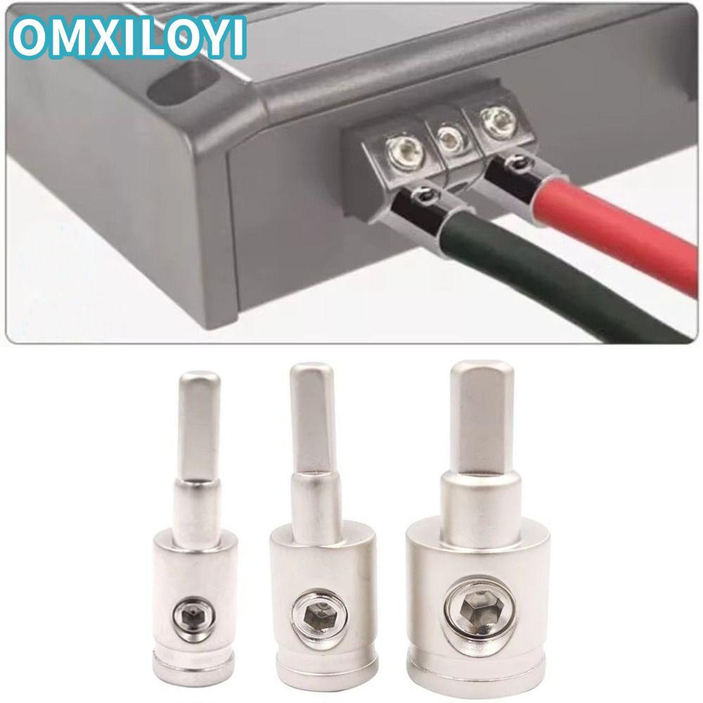 OMXILOYI ขั้วต่อเครื่องเสียงรถยนต์, เทอร์มินัลสายไฟลําโพงรถยนต์สีทองทองแดงบริสุทธิ์, 0GA 4GA 8GA Pow