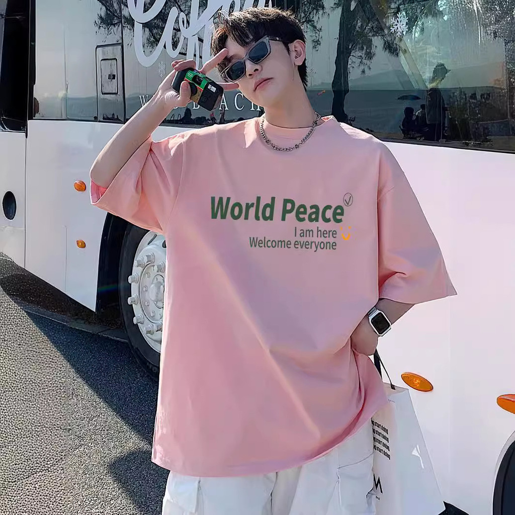 เสื้อยืดแขนสั้นผ้าฝ้าย 100% ขนาดใหญ่ผู้ชาย Heavy American หลวม High-End Youth Street Wear Top 2.1