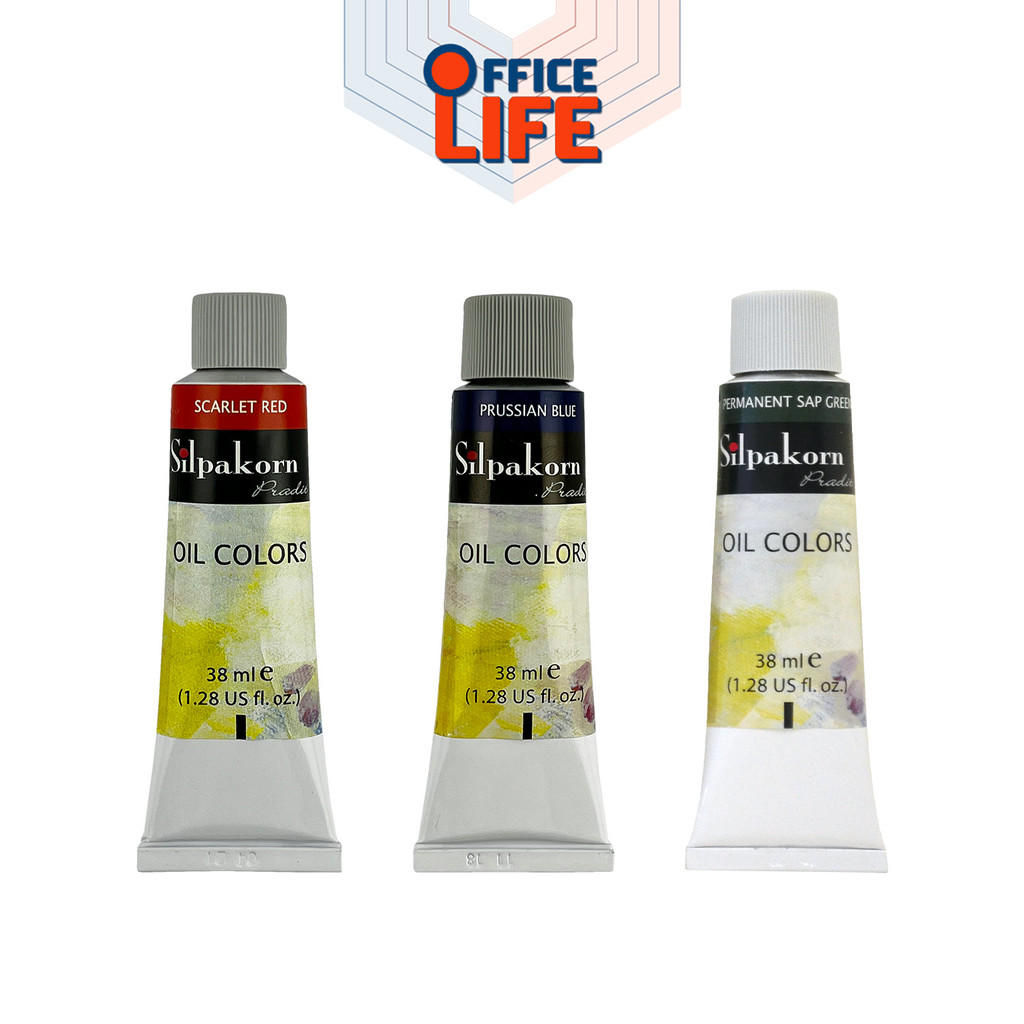Silpakorn Pradit (ศิลปากรประดิษฐ์) สีน้ำมัน Oil Colors ขนาด 38 ml. เนื้อข้น เม็ดสีละเอียด (1 หลอด)