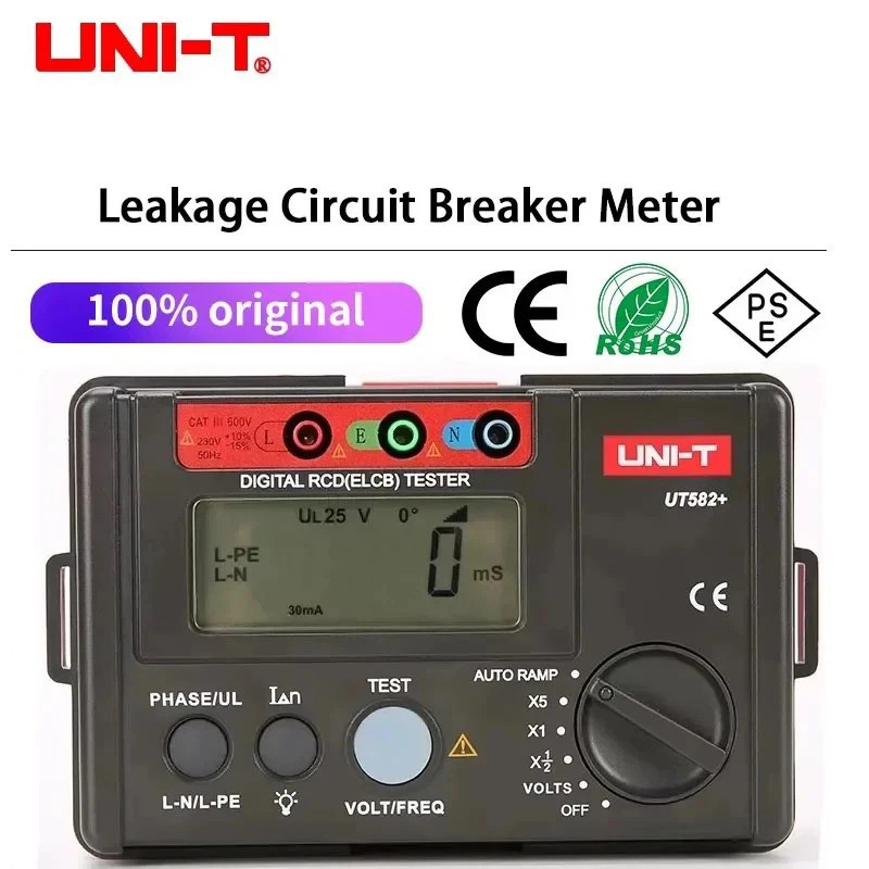 UNI-T UT582+ Digital RCD (ELCB) Tester AUTO RAMP Leakage Circuit Breaker Meter พร้อม Mis-Opration Bu