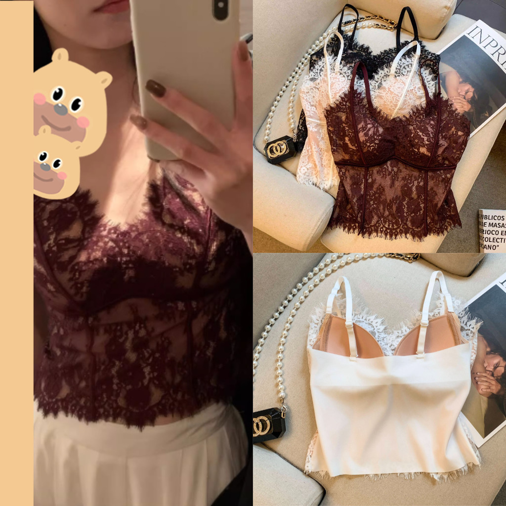 🎀bearbra🎀พร้อมส่ง เซ็กซี่ เสื้อกล้าม สายเดี่ยว มีฟองน้ำ สวมใส่สบาย