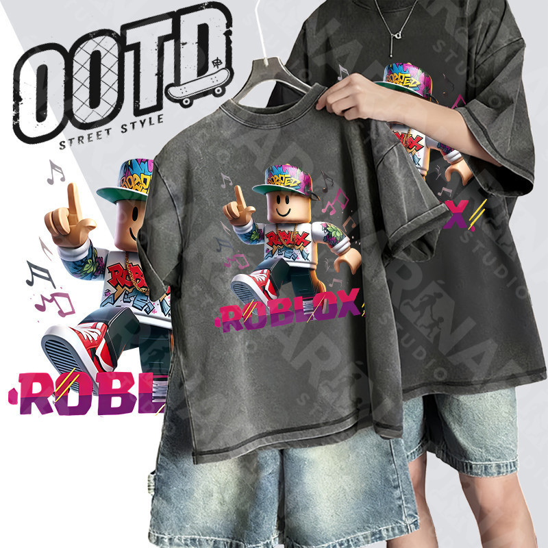 🔥พร้อมส่ง&COD🔥RINA STUDIO🔥 เสื้อยืดคอกลมแขนสั้น ผ้าฝ้ายล้างน้ำ สีรุ่น ROBLOX A131#6
