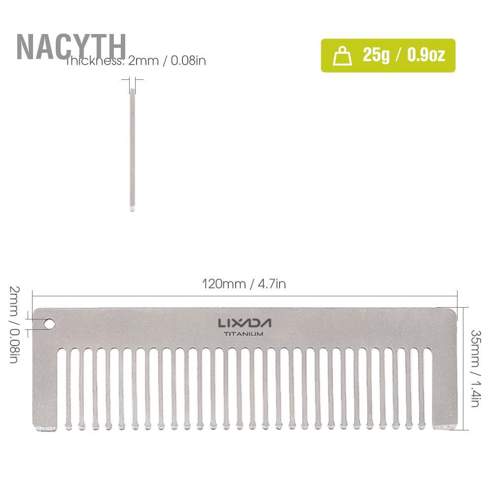 Nacyth Lixada Titanium Hair & Beard Comb ป้องกันไฟฟ้าสถิตย์ ทนความร้อน ขนาดพกพา ทุกเพศ